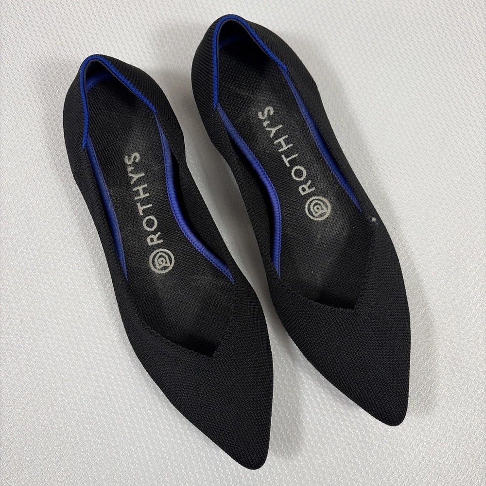Rothy's Womens‎ Black Pointed Toe Ballet Flats Shoes  Slip On  - Sz 8